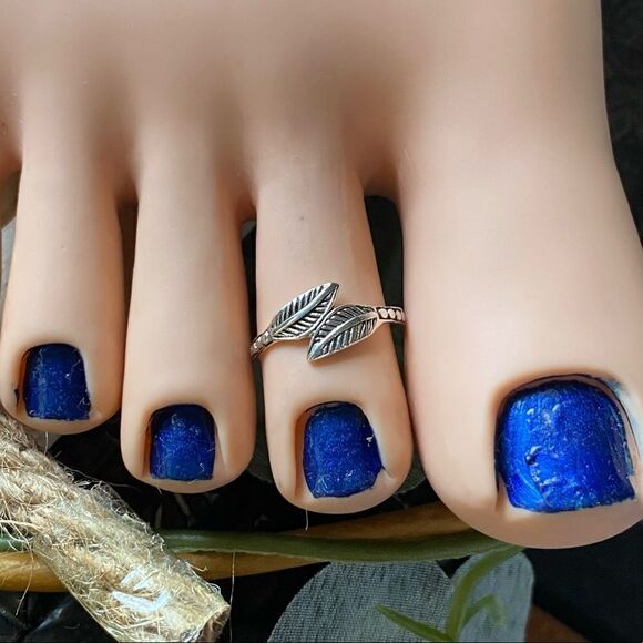 Sterling Silver Double Leaves Adjustable Toe Ring - Picture 2 of 4